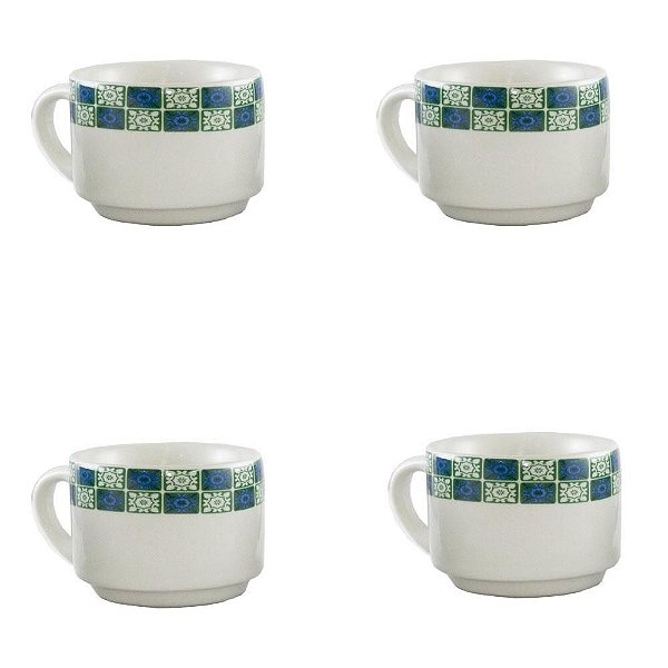 Conjunto de 4 Xícaras São Francisco 34450 Sortidas - Verde
