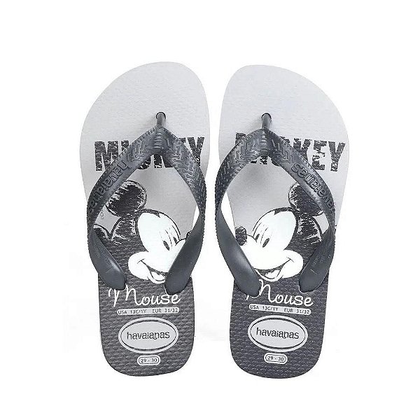 Chinelo Havaianas Top Disney Mickey Mouse Cinza Gelo - 25/26