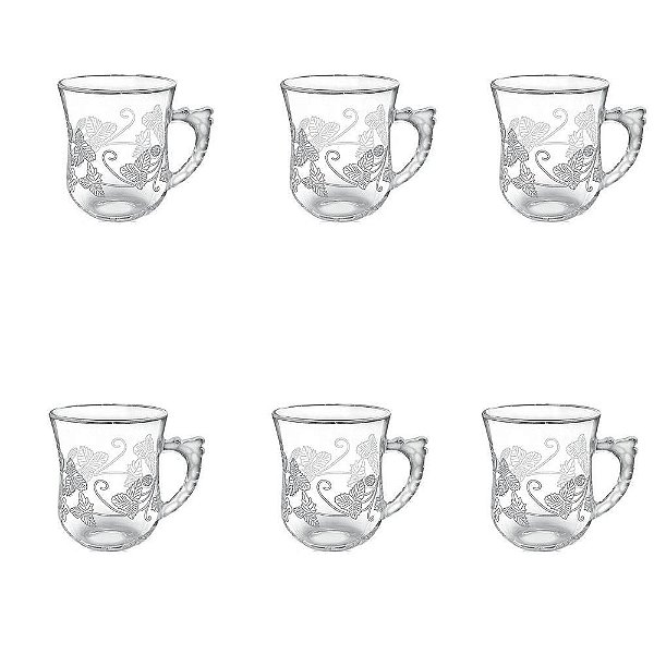 Conjunto de 6 Canecas Floral Omroc 180ml - Ref.2500
