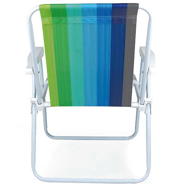 Cadeira de Praia Alta Aço Pintado MOR Verde/Azul/Cinza 2002