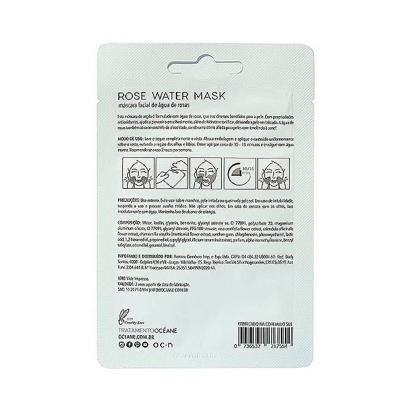 Máscara Facial Océane Rose Water Mask 8g