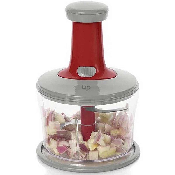 Mini Processador de Alimentos Manual Up Cinza/Vermelho UD004