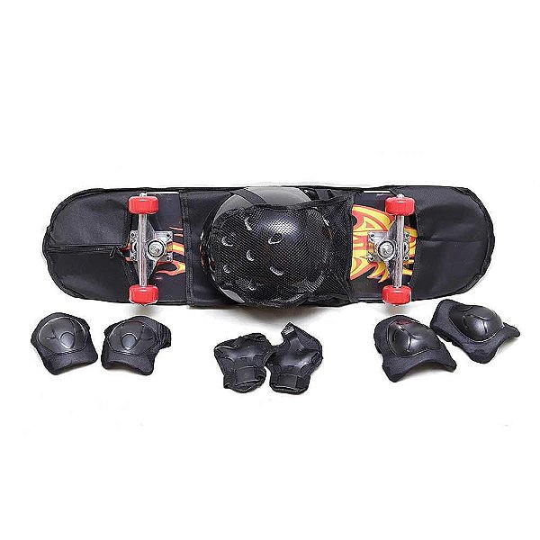 Skate Com Kit de Proteção Unitoys Ref.1042 - Shape Fogo