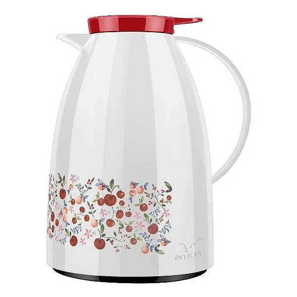 Bule Viena Invicta Gatilho 1L Decorado Flower Bco/Vermelho