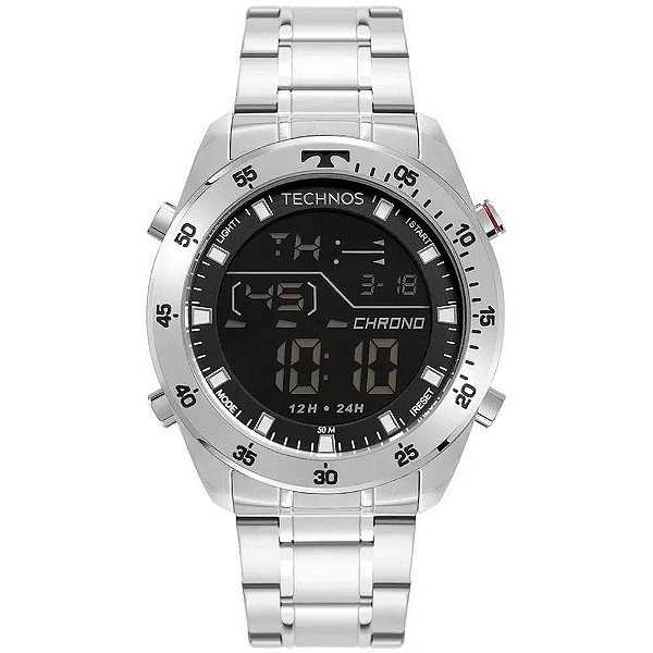 Relógio Masculino Technos Digital BJ3589AA/1K - Prata