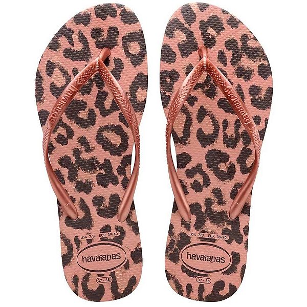 Chinelo Havaianas Slim Animals Rosa/Rosa - 37/38