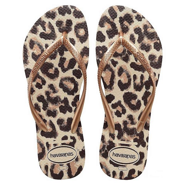 Chinelo Havaianas Slim Animals Bege/Rosé Gold - 35/36