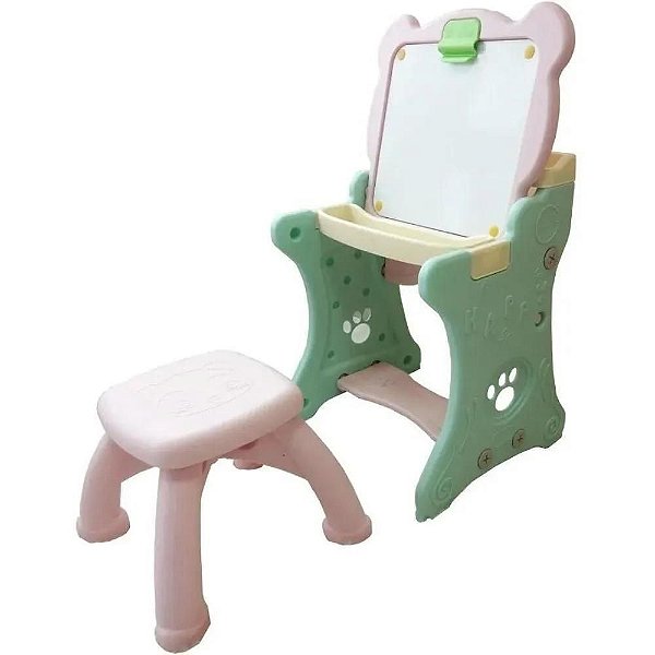 Mesa e Lousa de Pintura Infantil Brinqway Rosa - BW076RS