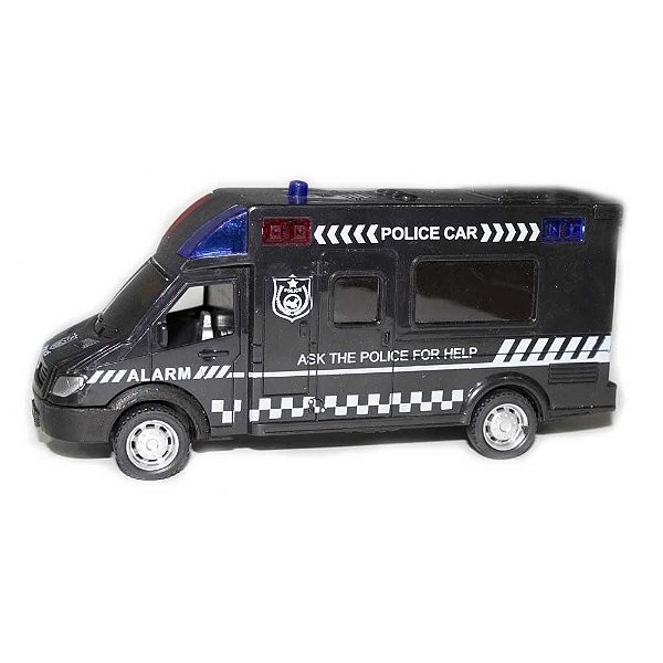 Van Polícia BBR Toys Com Luz e Som R3144 - Preto