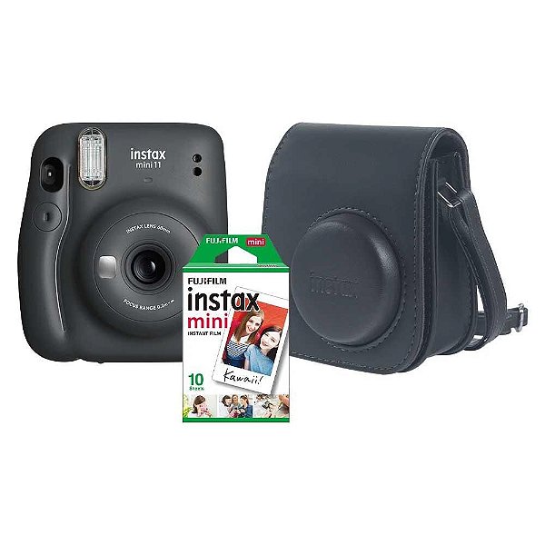 Kit Câmera Instax Mini 11 + Bolsa + Filme 10 Poses - Grafite