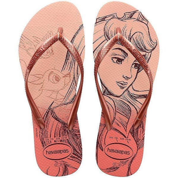 Chinelo Havaianas Slim Princesas Rosa Ballet/Dourado - 35/36
