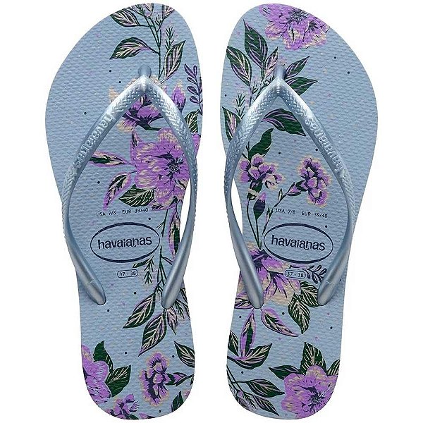 Chinelo Havaianas Slim Organic Azul Ashley - 37/38