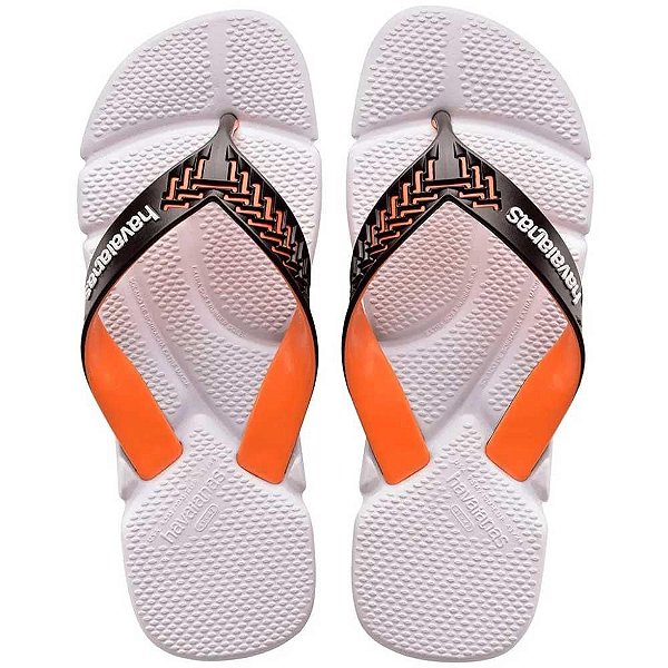 Chinelo Havaianas Power 2.0 Branco/Laranja - 41/42