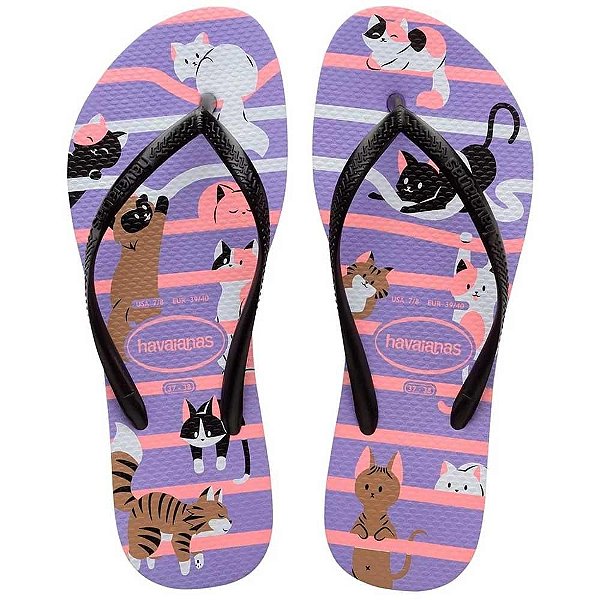 Chinelo Havaianas Slim Pets Roxo Paisley - 37/38