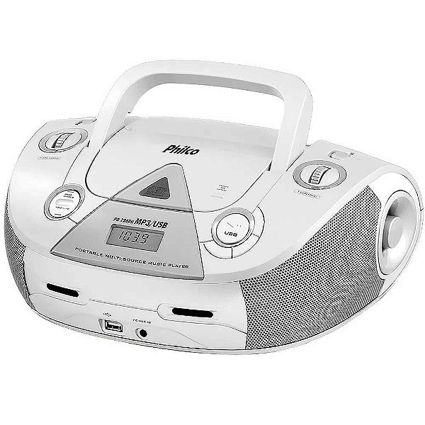 Rádio Boombox Philco CD/USB/FM PB126BR Branco - Bivolt