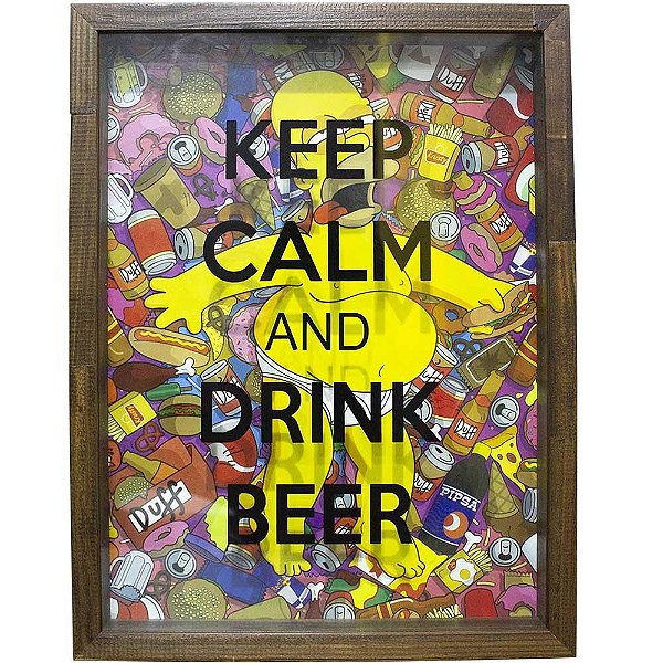 Quadro Porta Tampinhas Cerveja 30x40cm Looks Homer Simpson