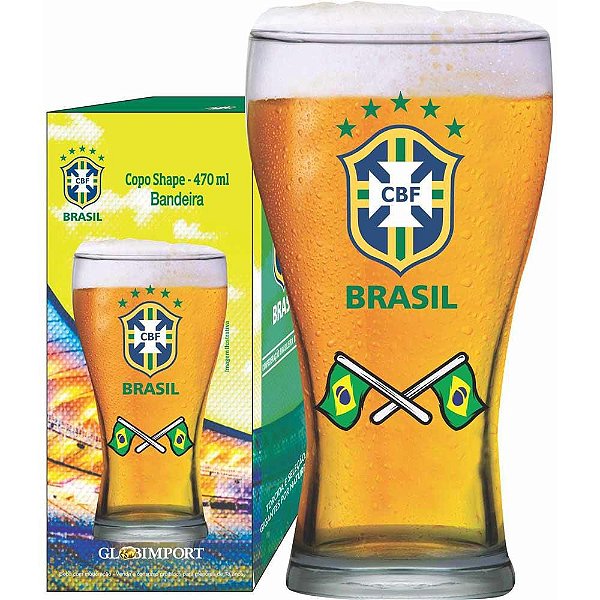 Copo P/ Cerveja Shape 470ml Globimport - Bandeira Brasil