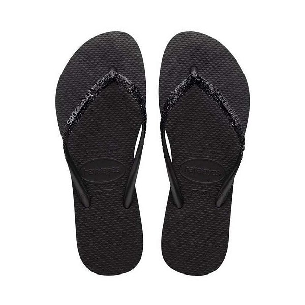 Chinelo Havaianas Slim Glitter II Preto/Cinza - 33/34