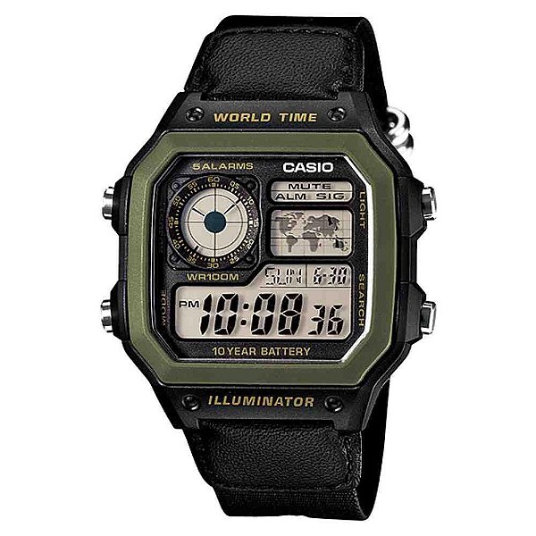 Relógio Masculino Casio Digital AE-1200WHB-1BVDF-SC Verde