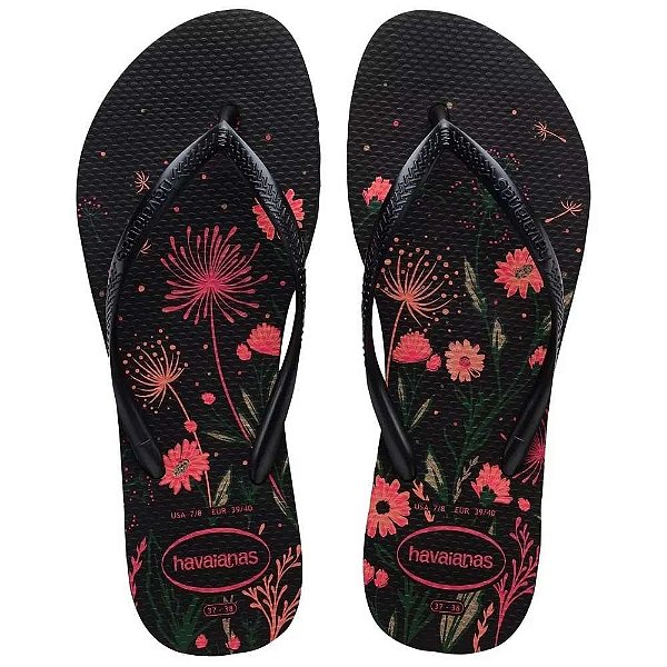 Chinelo Havaianas Slim Organic Preto/Rosa - 33/34