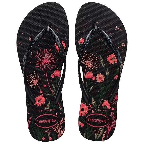 Chinelo Havaianas Slim Organic Preto/Rosa - 35/36
