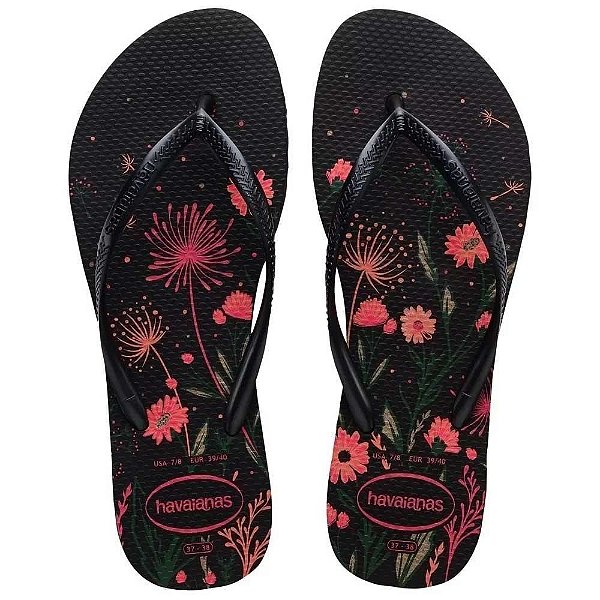 Chinelo Havaianas Slim Organic Preto/Rosa - 39/40