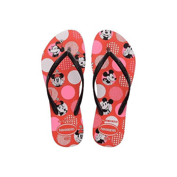 Chinelo Havaianas Slim Disney Vermelho Crush/Preto - 35/36