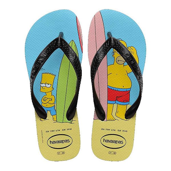 Chinelo Havaianas Simpsons Azul/Preto - 37/38