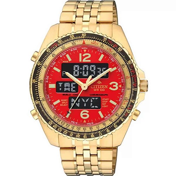 Relógio Masculino Citizen AnaDigi TZ10075V - Dourado