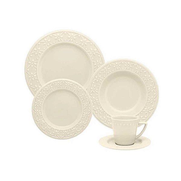 Aparelho de Jantar/Chá 20PÇS Mendi Marfim Oxford NK20-7301