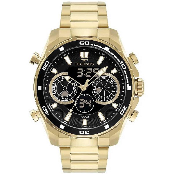 Relógio Masculino Technos Anadigi BJ3530AA/1P - Dourado