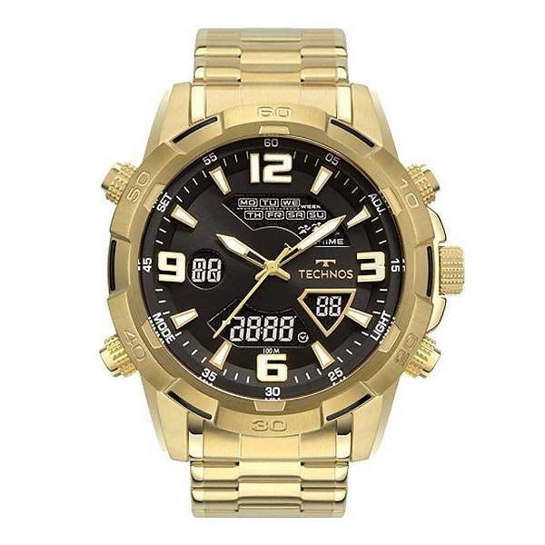 Relógio Masculino Technos Anadigi W23305AB/1P - Dourado