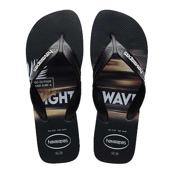 Chinelo Havaianas Surf Preto/Preto/Branco - 39/40