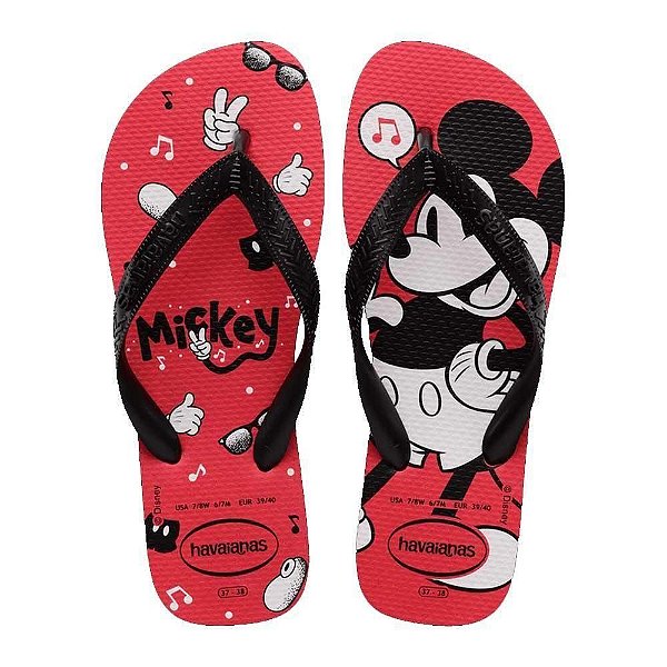 Chinelo Havaianas Top Disney Vermelho Rubi/Preto - 37/38