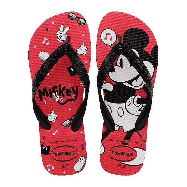 Chinelo Havaianas Top Disney Vermelho Rubi/Preto - 41/42