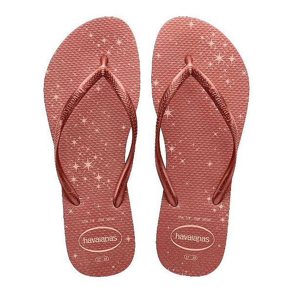 Chinelo Havaianas Slim Gloss Rosa Ballet/Dourado - 35/36