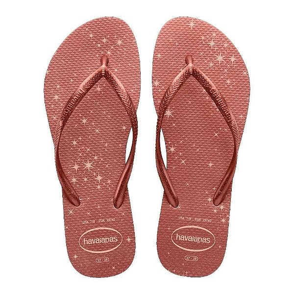 Chinelo Havaianas Slim Gloss Rosa Ballet/Dourado - 39/40