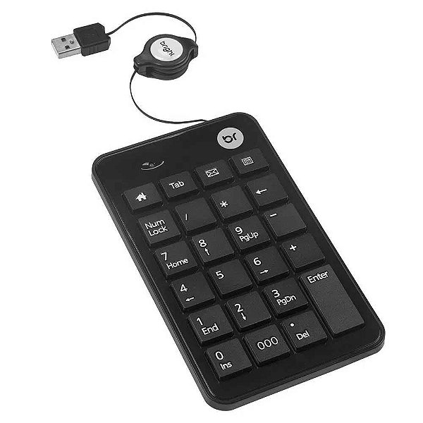 Teclado Numérico Bright Cabo Retratil USB Cód.0134 Preto