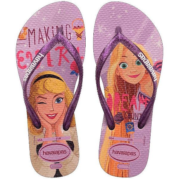 Chinelo Havaianas Infantil Slim Princess Bege Palha - 27/28