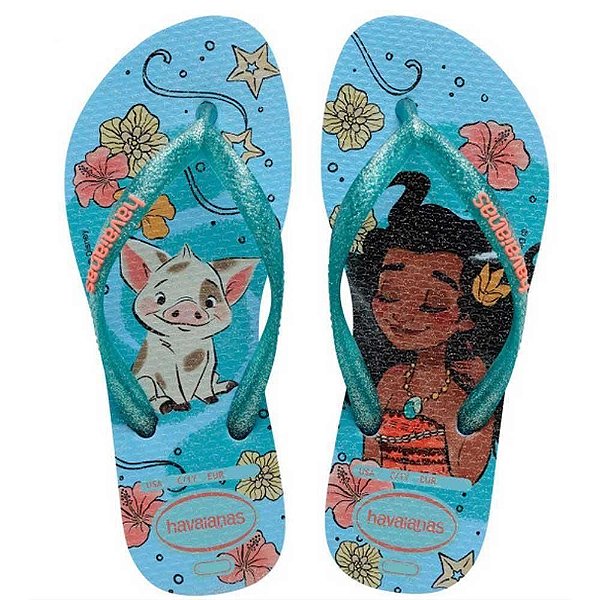 Chinelo Havaianas Infantil Slim Princess Azul - 33/34