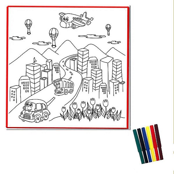 Tapete de Colorir Lavável Com 6 Canetas Multikids BR1744