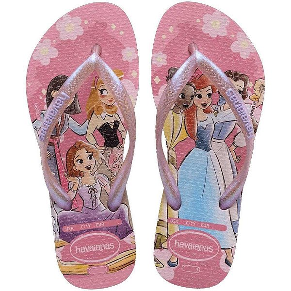 Chinelo Havaianas Infantil Slim Princess Rosa - 27/28