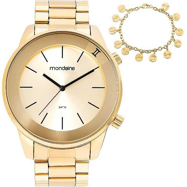 Kit Relógio Feminino Mondaine + Pulseira 32149LPMKDE1