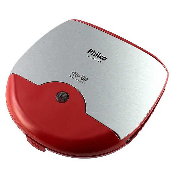 Mini Grill e Sanduicheira Philco Inox 750W Vermelho - 220V