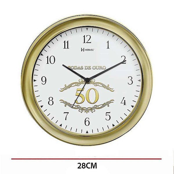Relógio de Parede Herweg 28cm Quartz Bodas de Ouro 6637-253