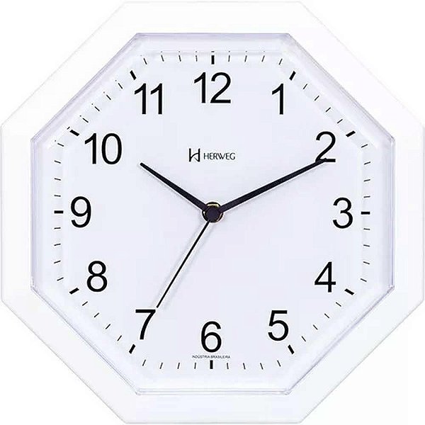 Relógio de Parede Herweg Quartz Octogonal 6662-021 Branco