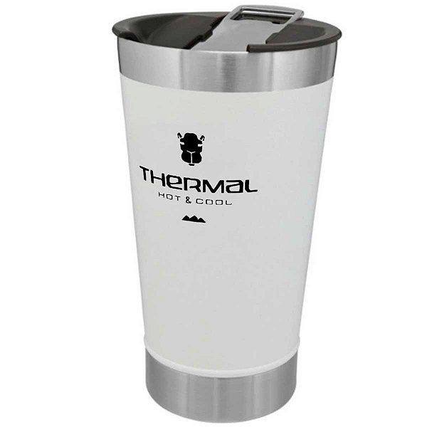 Copo Térmico Com Tampa Thermal Aço Inox 473ml - Branco