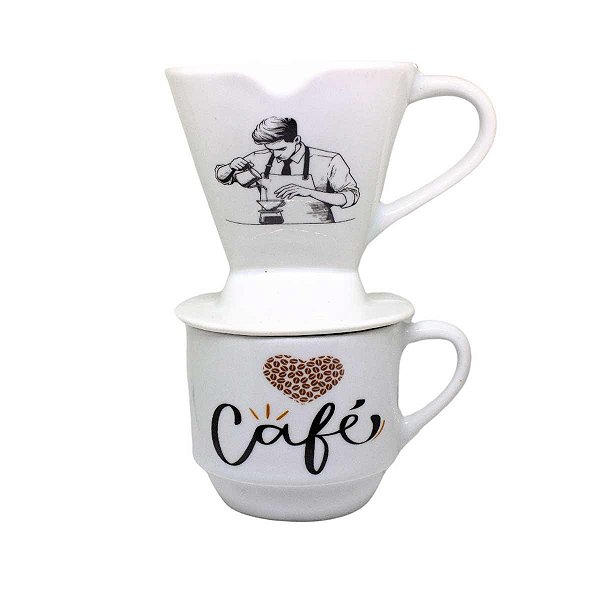 Xícara de Chá Com Coador Lu Porcelanas Hotel Café