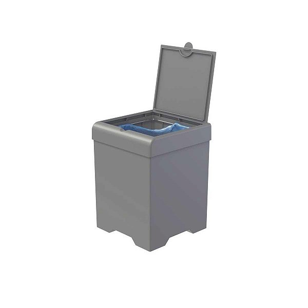 Lixeira Com Anel P/ Saco De Lixo Stolf 5.4L Ref.1512-C Cinza