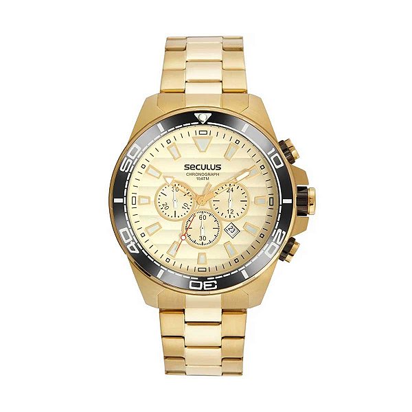 Relógio Masculino Seculus Cronógrafo 44076GPSVDA4 Dourado